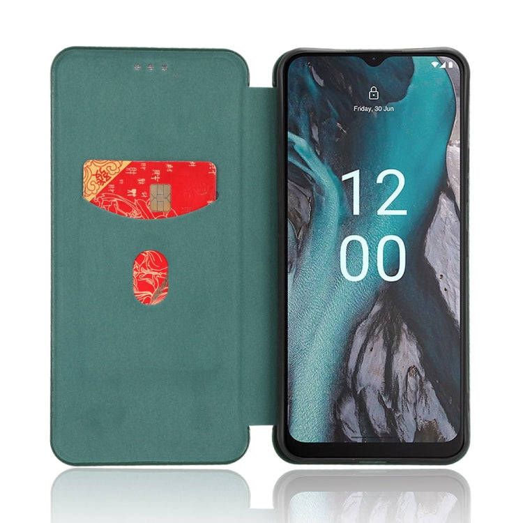 For Nokia C22 Carbon Fiber Texture Flip Leather Phone Case(Green)