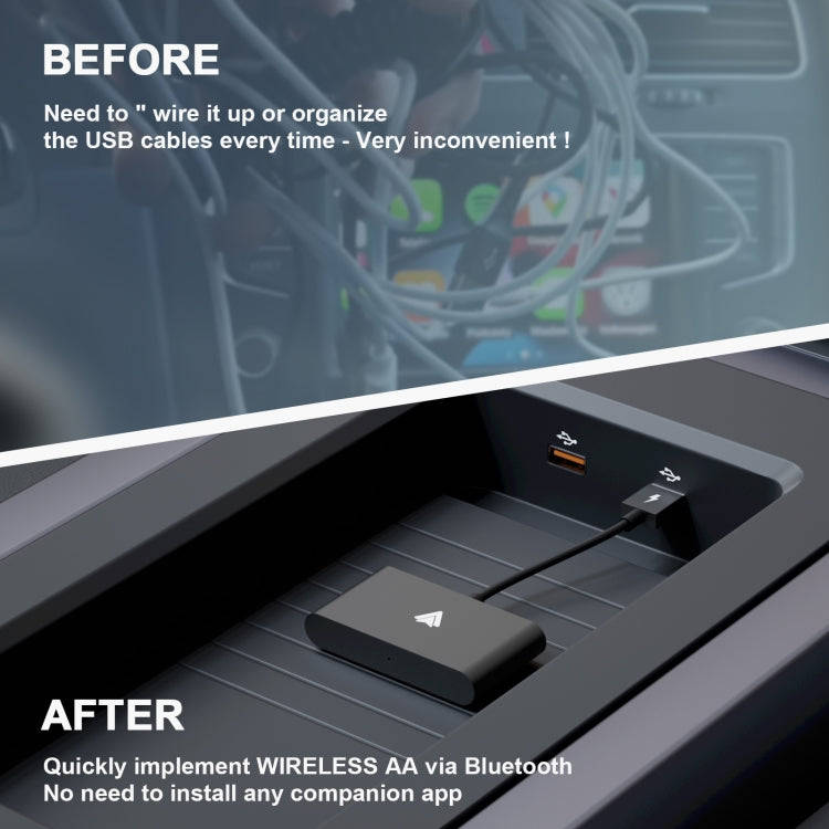 THT-020-2+ USB + USB-C / Type-C Wired to Wireless Carplay Adapter for Android Smartphone(Black)