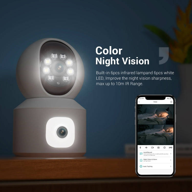 ESCAM QF010 2x2MP Dual Lens Dual Screen Surveillance WiFi Camera Support Two-way Voice & Motion D...