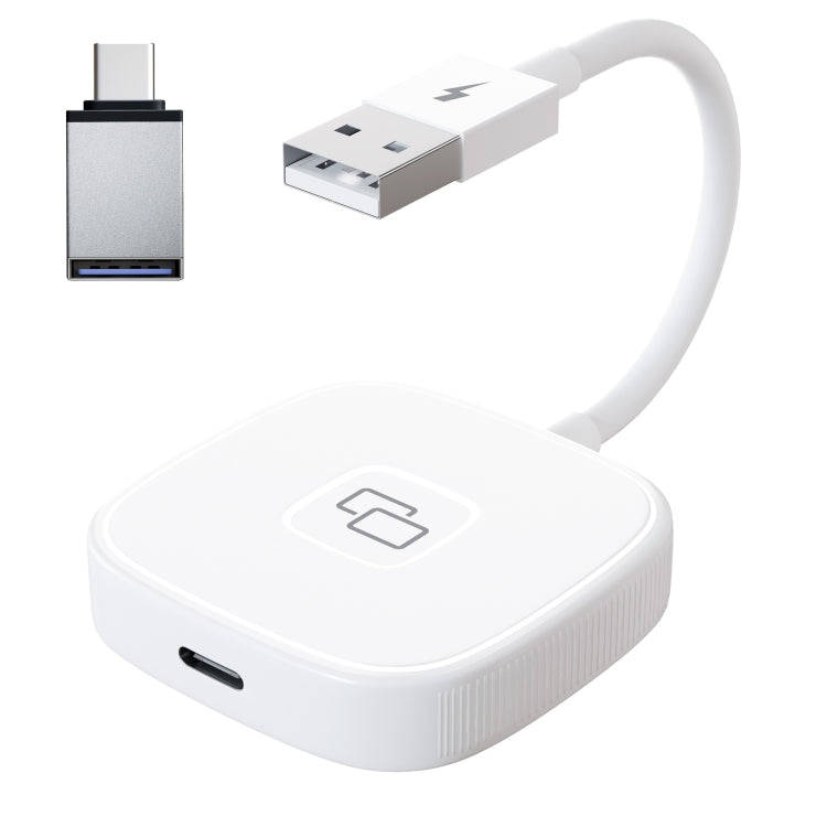 THT-020-7 USB + USB-C / Type-C Carplay Mirror Adapter for iPhone(White)