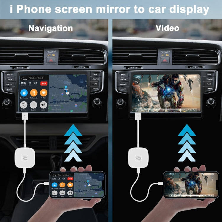 THT-020-7 USB + USB-C / Type-C Carplay Mirror Adapter for iPhone(White)