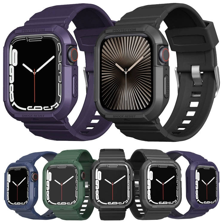 Carbon Fiber TPU Integrated Watch Band For Apple Watch 9 45mm(Dark Purple)
