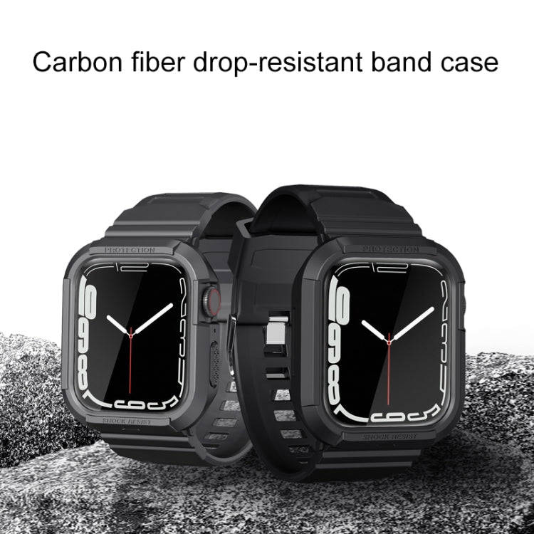 Carbon Fiber TPU Integrated Watch Band For Apple Watch 9 45mm(Dark Purple)