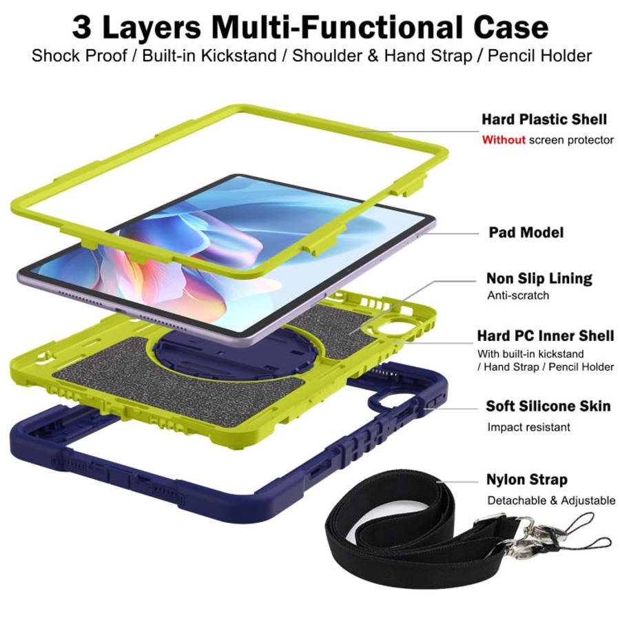 For Huawei MatePad 11.5 2023 360 Degree Rotation PC Contrast Silicone Tablet Case(Navy Blue + Yel...