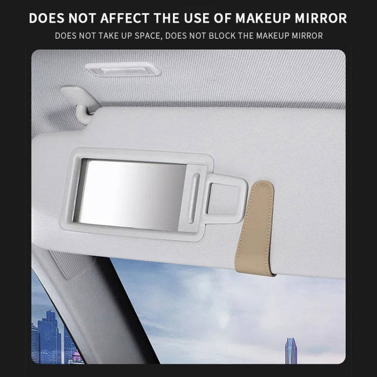 Car Sun Visor Glasses Holder Multifunctional Card Clip Storage Rack(Brown)