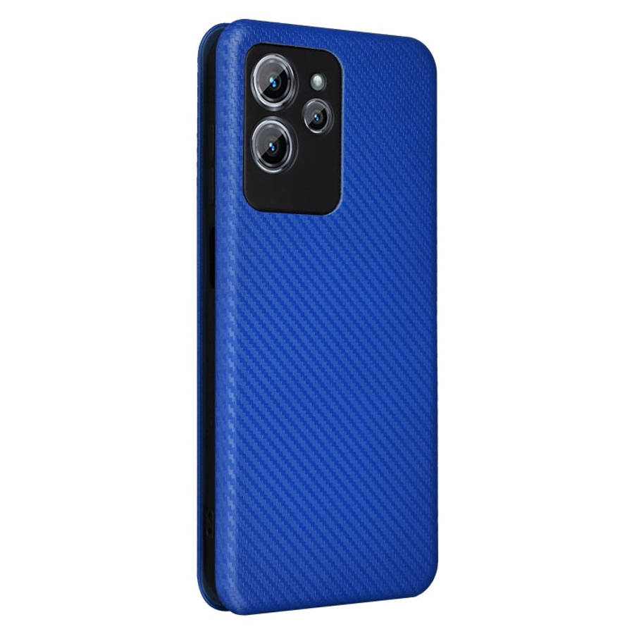 For Oukitel C32 Carbon Fiber Texture Flip Leather Phone Case(Blue)