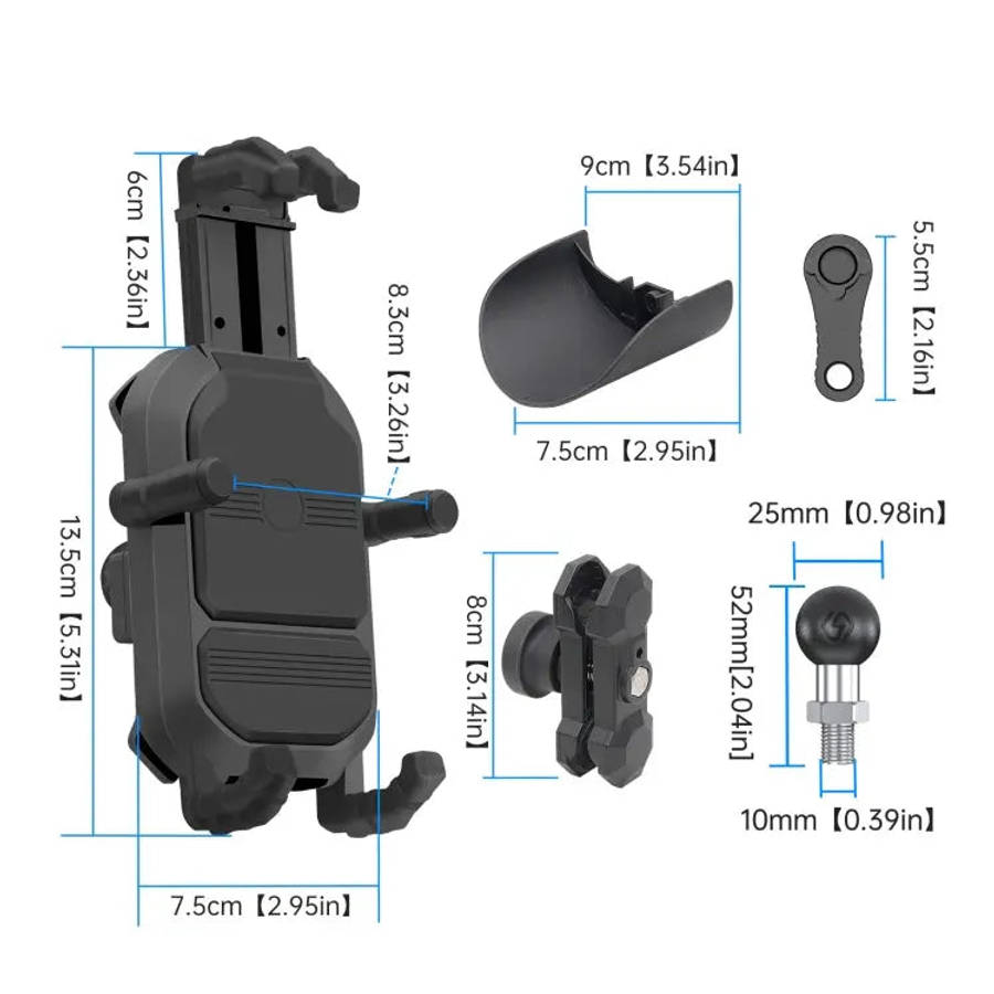 WUPP ZH-1848A2 Motorcycle Shock Absorption Riding Phone Navigation Holder, Style:M10 Ball Joint