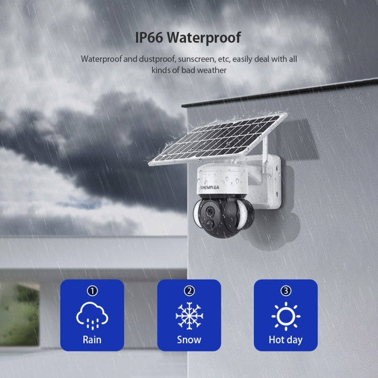 SHIWOJIA IP66 Waterproof 4G 3MP Solar Dome IP Camera, Two-way Audio & PIR Motion Detection & Nigh...