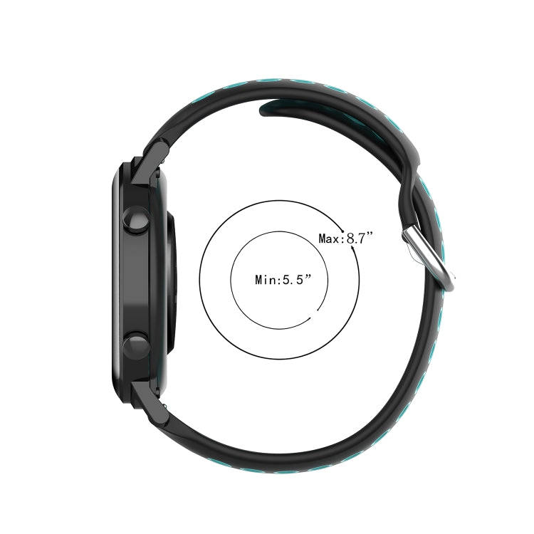 20mm Universal Sports Two Colors Silicone Replacement Strap Watchband(Black Teal)