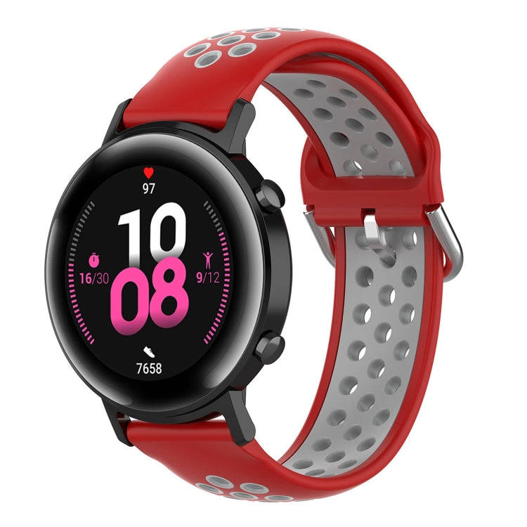 20mm Universal Sports Two Colors Silicone Replacement Strap Watchband(Red Grey)