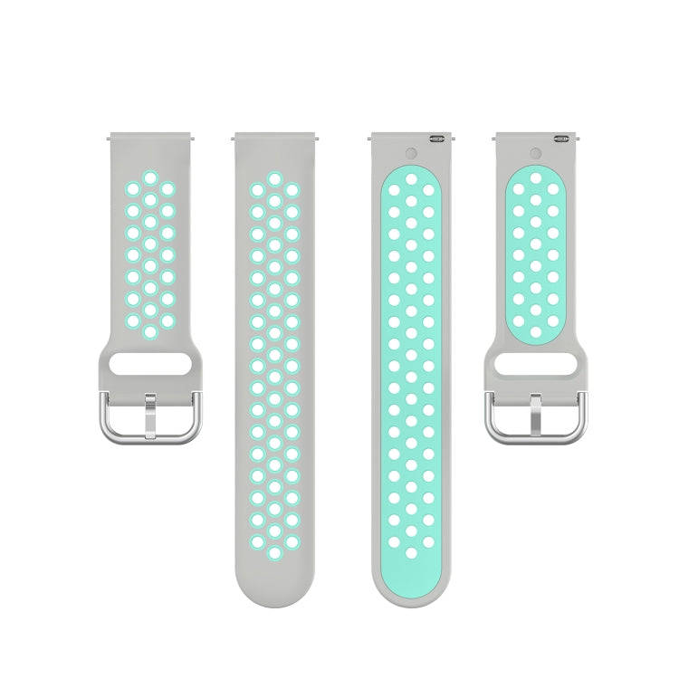 22mm Universal Sports Two Colors Silicone Replacement Strap Watchband(Grey Teal)
