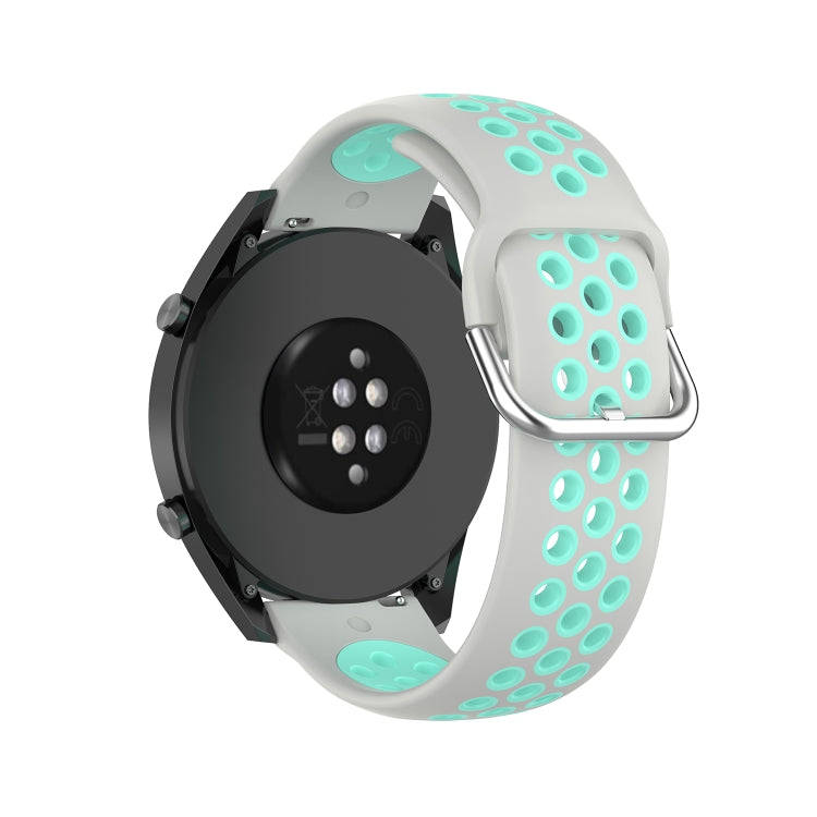 22mm Universal Sports Two Colors Silicone Replacement Strap Watchband(Grey Teal)