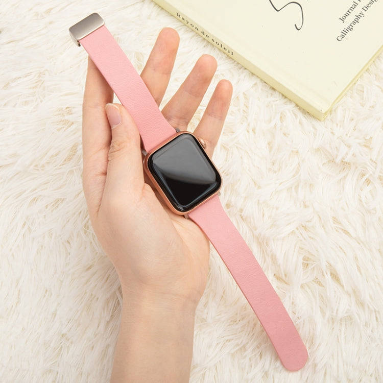 Sheepskin Texture Magnetic Folding Buckle Watch Band For Apple Watch 42mm(Pink)
