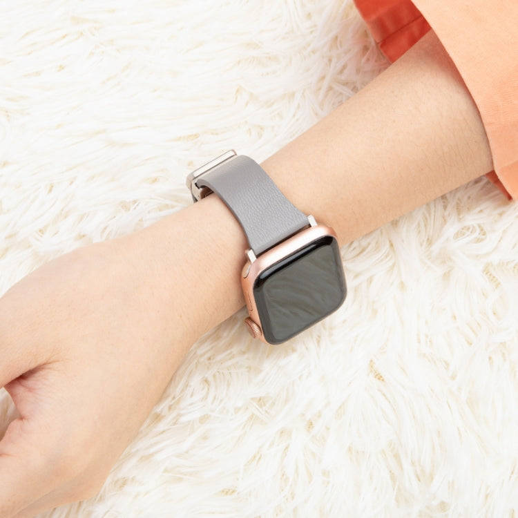 Sheepskin Texture Magnetic Folding Buckle Watch Band For Apple Watch 7 41mm(Pink)