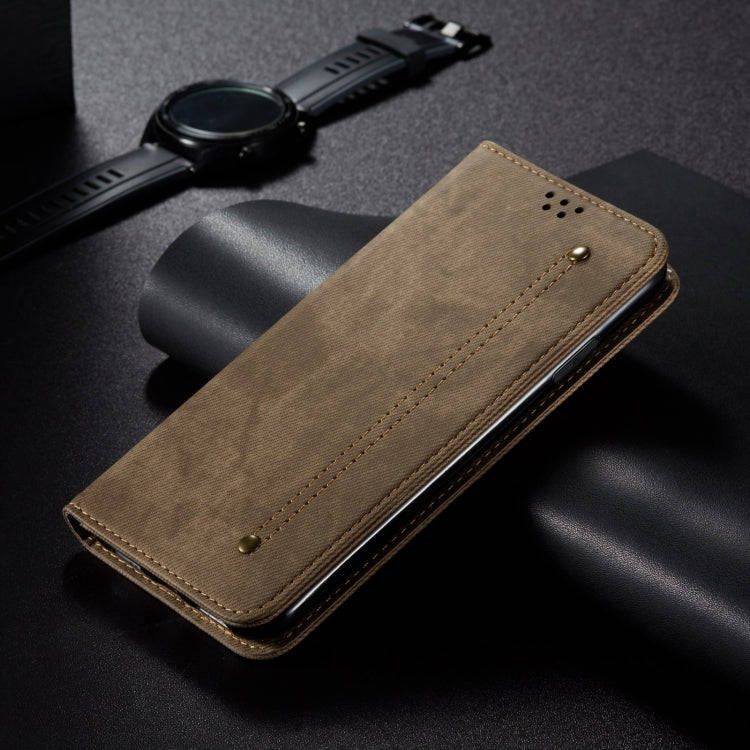 For Honor X6b 4G Global Denim Texture Flip Leather Phone Case(Khaki)