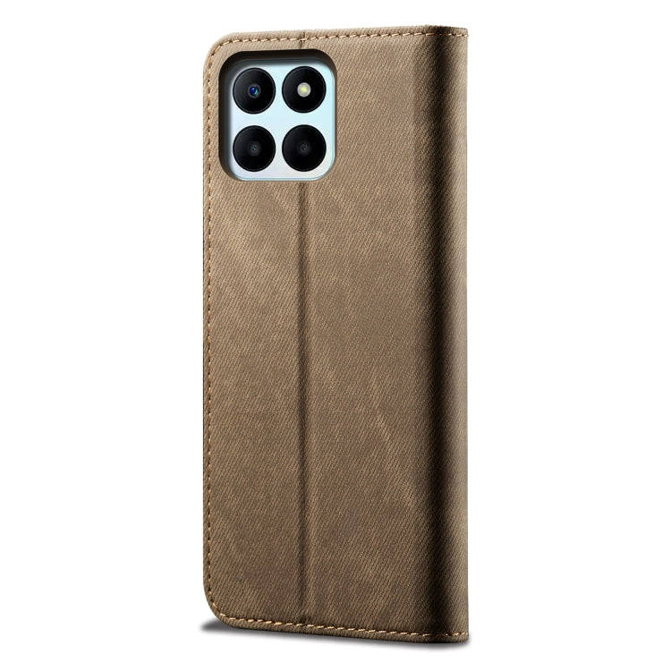 For Honor X6b 4G Global Denim Texture Flip Leather Phone Case(Khaki)