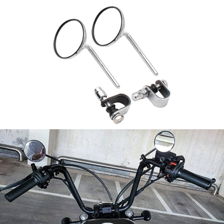 SF-127 Motorcycle Small Round Rearview Mirror Reversing Mirror(Silver Plating)