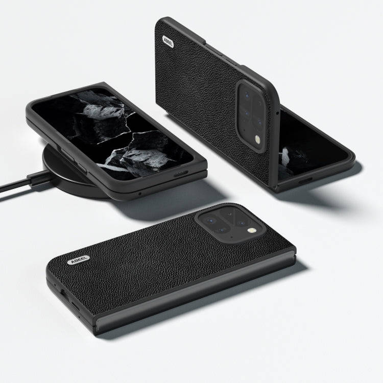 For Google Pixel 9 Pro Fold ABEEL Black Edge Genuine Leather Mino Phone Case(Black)