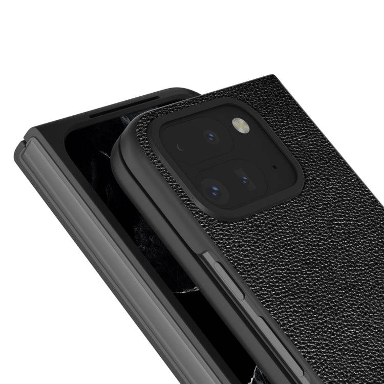 For Google Pixel 9 Pro Fold ABEEL Black Edge Genuine Leather Mino Phone Case(Black)
