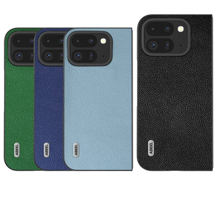 For Google Pixel 9 Pro Fold ABEEL Black Edge Genuine Leather Mino Phone Case(Black)