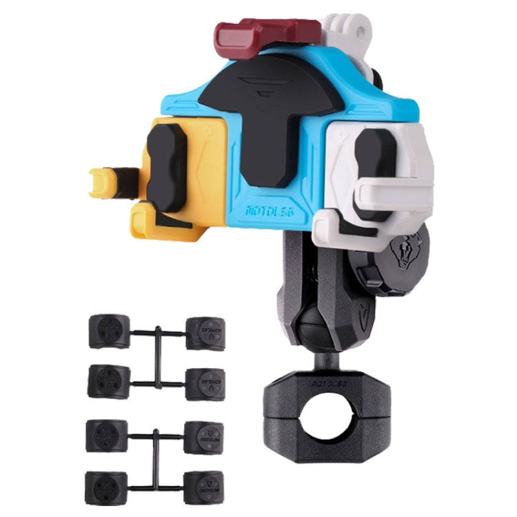 MOTOSLG Crab Motorcycle Phone Clamp Bracket O-Type Rear Mirror Mount with Anti-theft Lock(Yellow ...