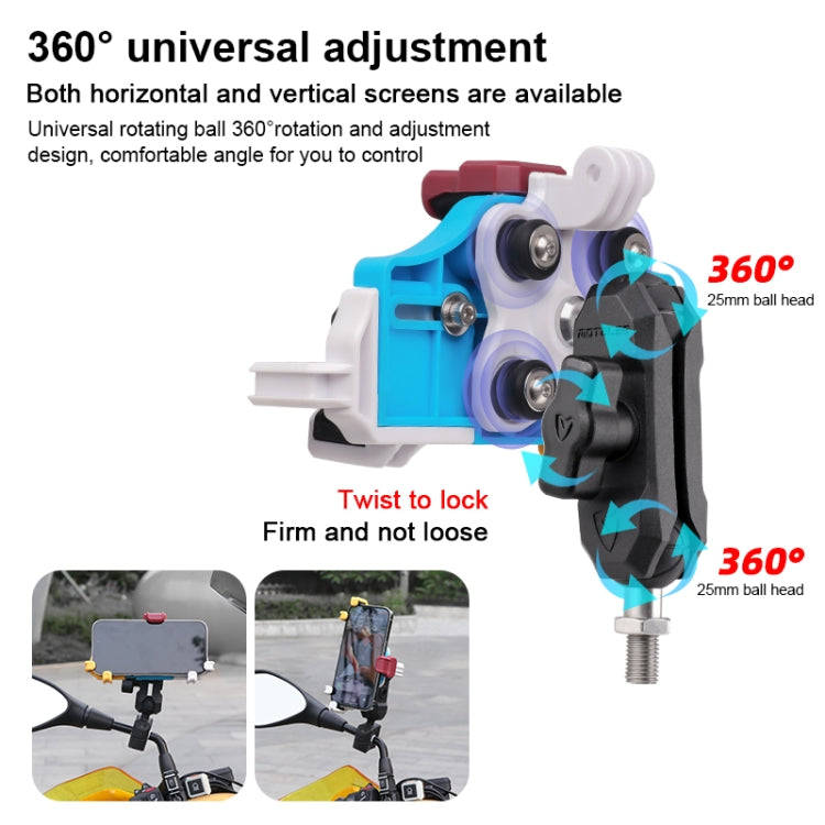 MOTOSLG Crab Motorcycle Phone Clamp Bracket U-Type Headbar Mount with Anti-theft Lock(Yellow Blue...