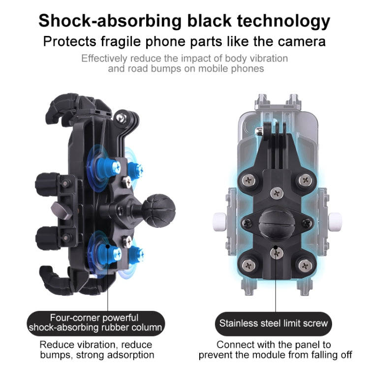 MOTOSLG Crab Motorcycle Phone Clamp Bracket O-Type Rear Mirror Mount(Black)
