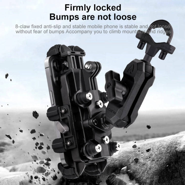 MOTOSLG Crab Motorcycle Phone Clamp Bracket O-Type Rear Mirror Mount(Black)
