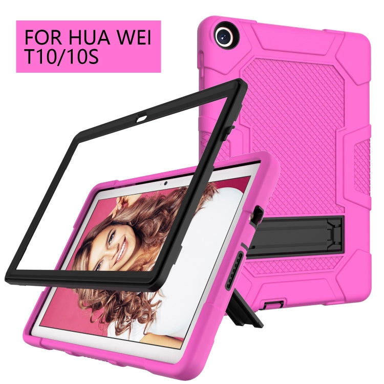 For Huawei MatePad T 10s / T10 Contrast Color Robot B3 Silicone Hybrid PC Tablet Case with Holder...