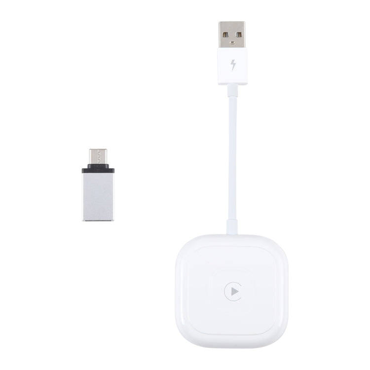 USB + USB-C / Type-C Wired to Wireless Carplay Adapter for iPhone(White)