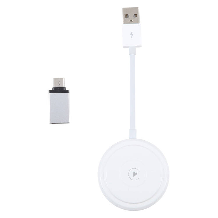 USB + USB-C / Type-C Wired to Wireless Carplay Adapter for iPhone(White)