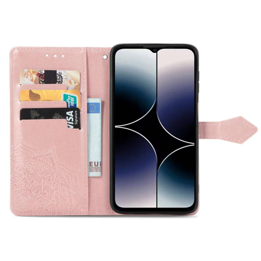 For Ulefone Note 16 Pro Mandala Flower Embossed Leather Phone Case(Rose Gold)