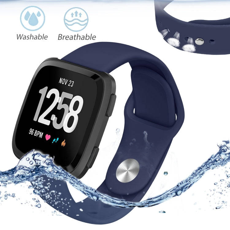 For Fitbit Versa 2 / Fitbit Versa / Fitbit Versa Lite Solid Color Silicone Watch Band, Size:S(Navy)