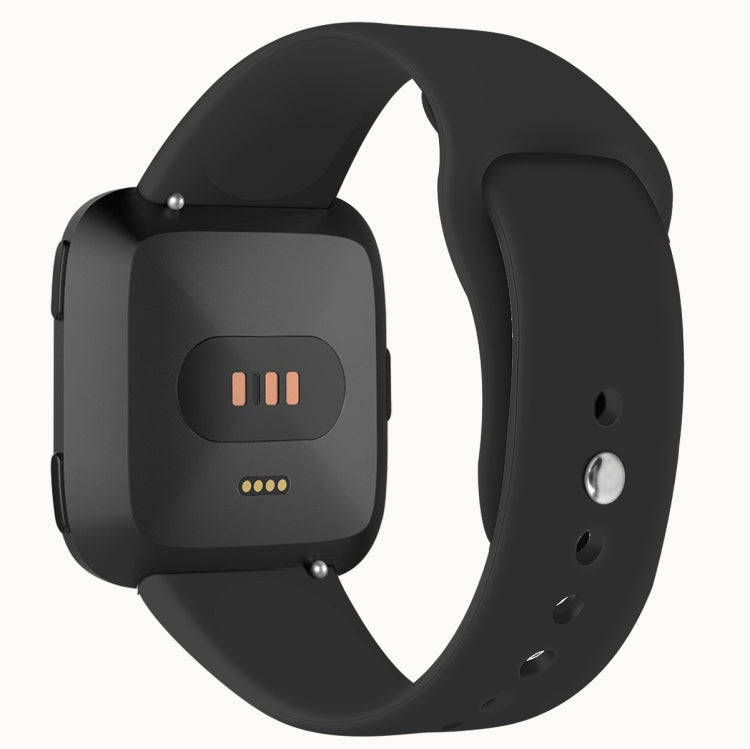 For Fitbit Versa 2 / Fitbit Versa / Fitbit Versa Lite Solid Color Silicone Watch Band, Size:S(Black)