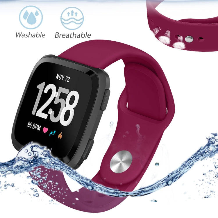 For Fitbit Versa 2 / Fitbit Versa / Fitbit Versa Lite Solid Color Silicone Watch Band, Size:S(Win...
