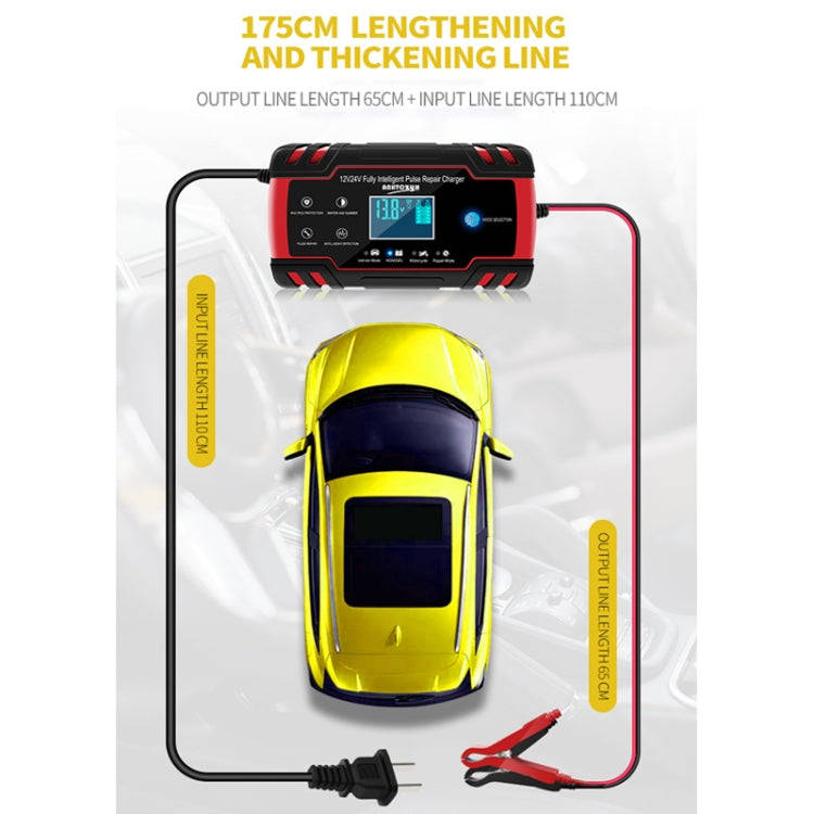 ANHTCzyx 12V 8A  / 24V 4A Automobile Battery Charger Motorcycle Battery Repair Type AGM(US Plug)