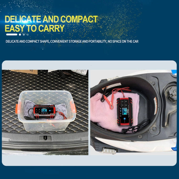 ANHTCzyx 12V 8A  / 24V 4A Automobile Battery Charger Motorcycle Battery Repair Type AGM(EU Plug)