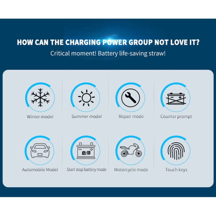ANHTCzyx 12V 8A  / 24V 4A Automobile Battery Charger Motorcycle Battery Repair Type AGM(EU Plug)