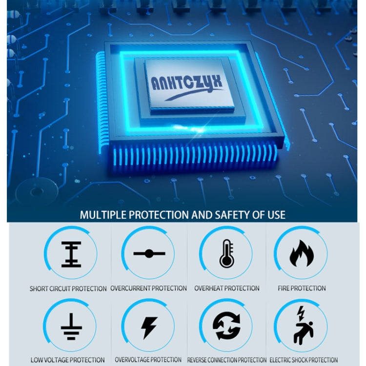 ANHTCzyx 12V 8A  / 24V 4A Automobile Battery Charger Motorcycle Battery Repair Type AGM(EU Plug)