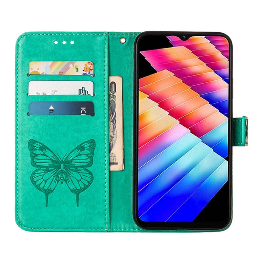 For Tecno Spark 10 5G / K18 Embossed Butterfly Leather Phone Case(Green)
