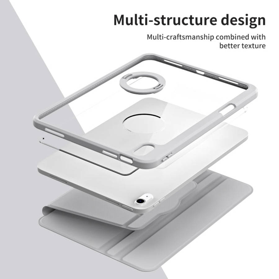 For iPad Air 11 2026 / 2025 / 2024 Acrylic 360 Rotation Detachable Leather Tablet Case(Grey)
