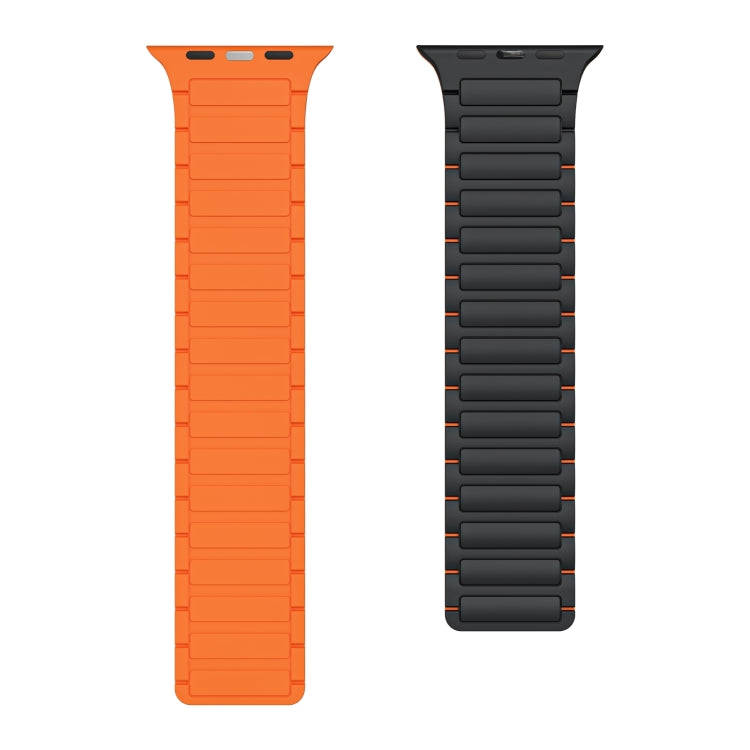 For Apple Watch Series 6 44mm Magnetic Loop Silicone Watch Band(Black Orange)