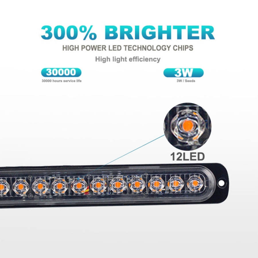 DC12V-24V / 36W Car Truck Emergency Strobe Flash Warning Light 12LEDs Long Ultra-thin Side Lights...