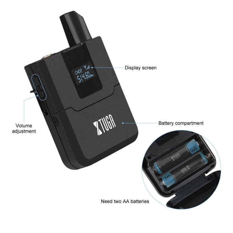 XTUGA A140-B Wireless Microphone System 4 BodyPack Headset Lavalier Microphone(EU Plug)