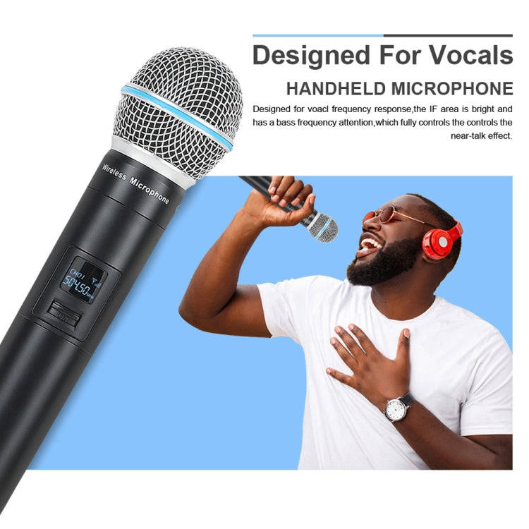 XTUGA A140-B Wireless Microphone System 4 BodyPack Headset Lavalier Microphone(EU Plug)
