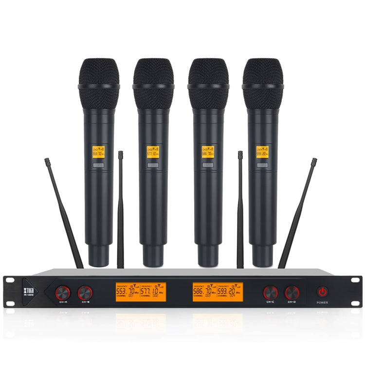 XTUGA A400-H Professional 4-Channel UHF Wireless Microphone System with 4 Handheld Microphone(EU ...