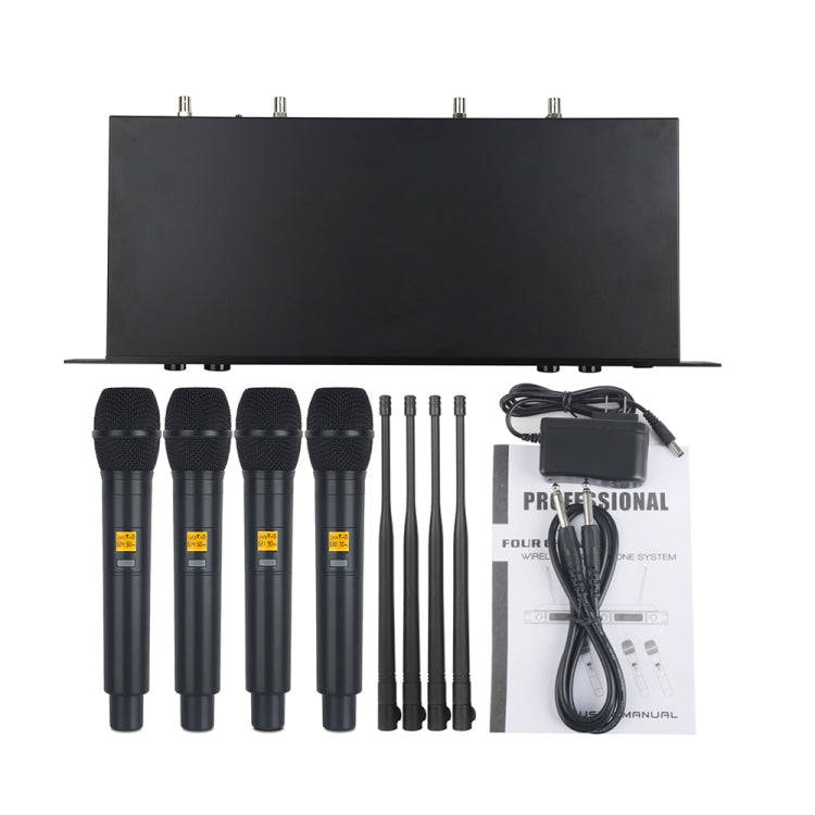 XTUGA A400-H Professional 4-Channel UHF Wireless Microphone System with 4 Handheld Microphone(EU ...