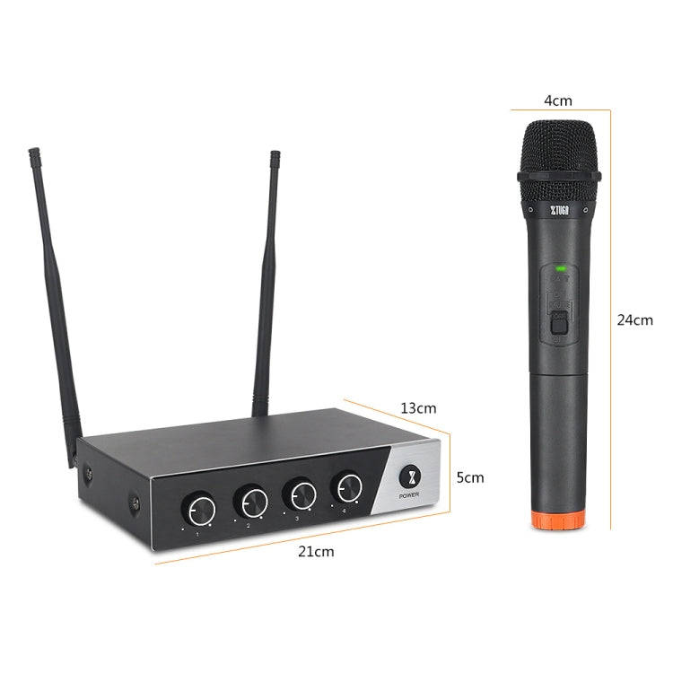 XTUGA S400 Professional 4-Channel UHF Wireless Microphone System with 4 Handheld Microphone(UK Plug)