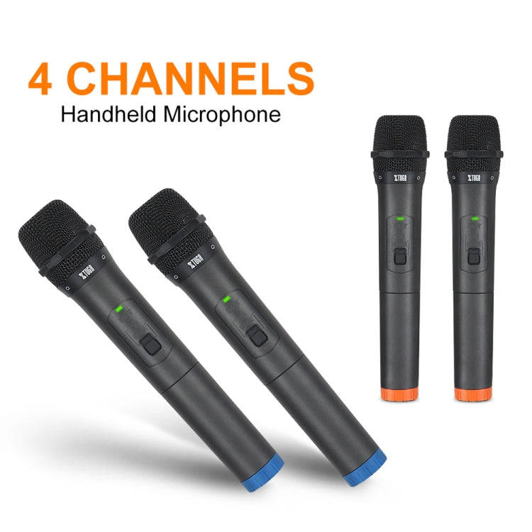 XTUGA S400 Professional 4-Channel UHF Wireless Microphone System with 4 Handheld Microphone(UK Plug)