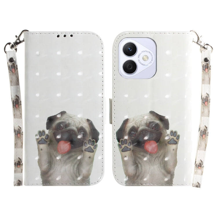 For Honor X60i 3D Colored Horizontal Flip Leather Phone Case(Pug)